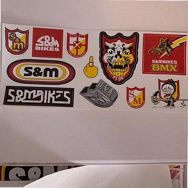 11 S&M American Bicycle Co Medium & Small Sheild BMX Sticker Decals Red Black