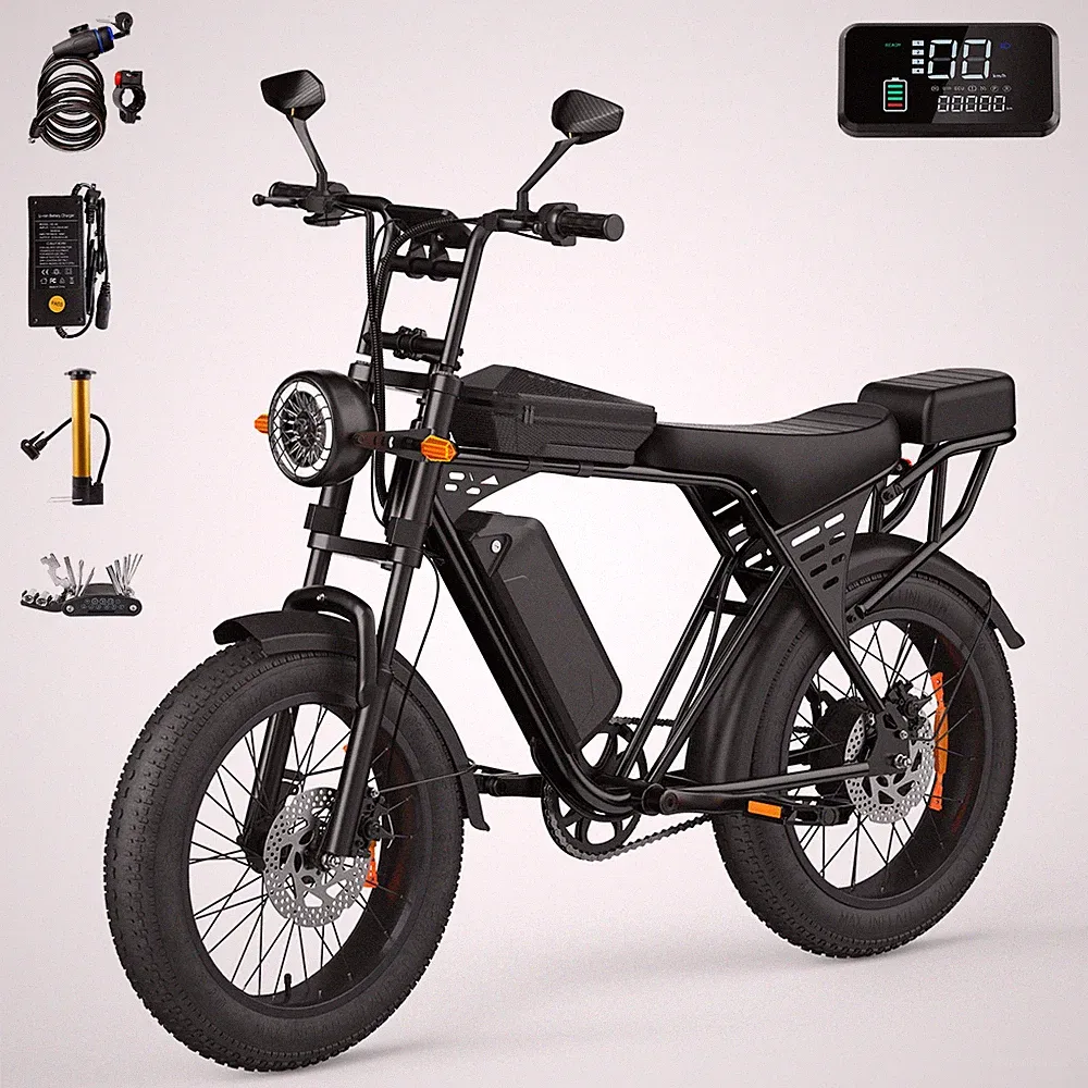 750W Electric Mountain Fat Tire E Bike for Adults, 20" Electric Bicycle Ebike