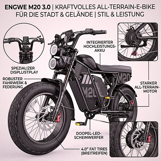 ENGWE M20 3.0 E-Bike 20'' Electric Bicycle E MTB 60V 40MPH Electric motorcycle