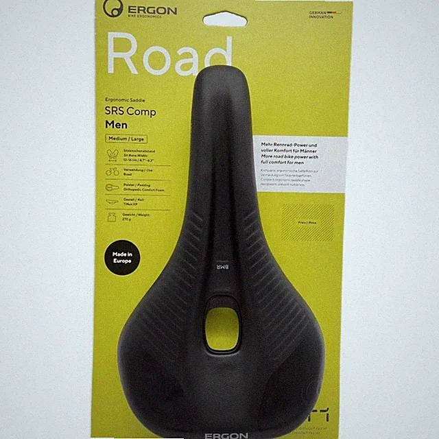 Ergon SRS Comp Medium / Large Men's Bicycle Saddle Black Titanox Rails