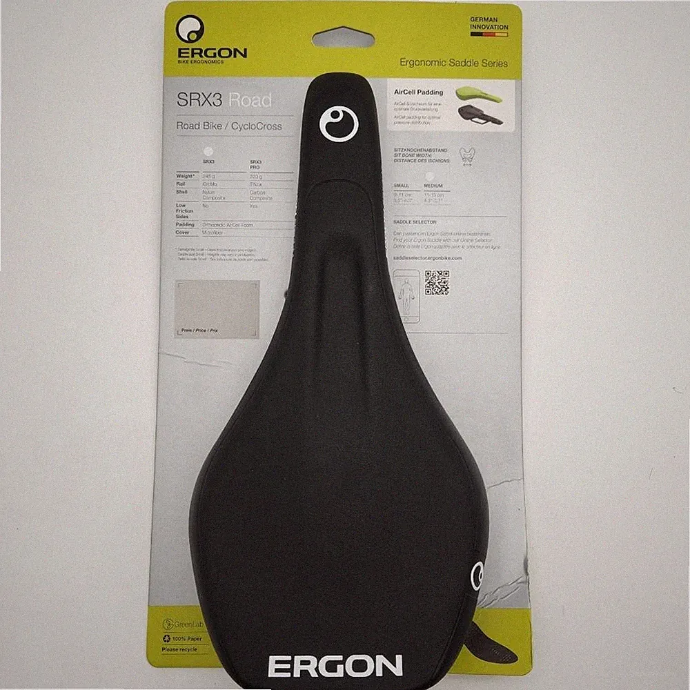 Ergon SRX3 Medium Road/Cyclocross Bicycle Saddle CroMo Rails Black OPEN