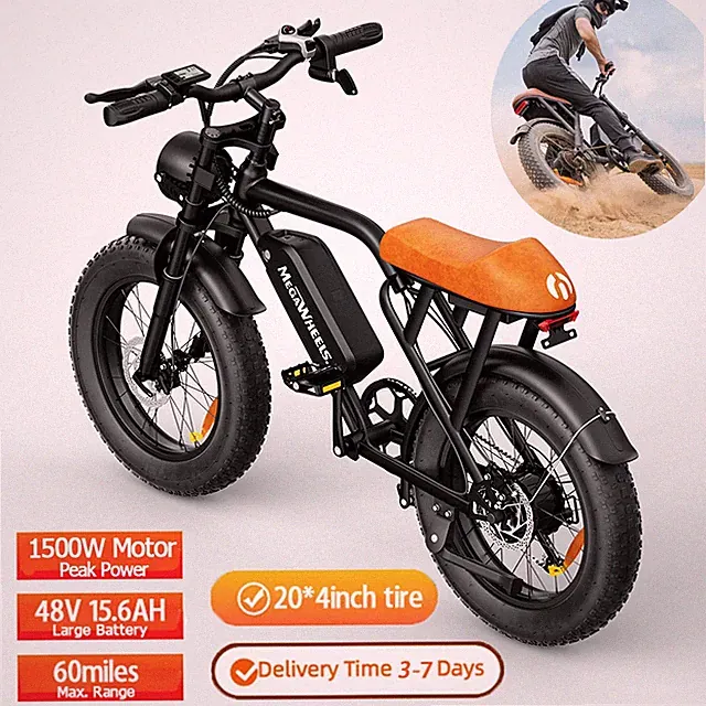 Fat Tire 20" Adult Electric Bike 1500W 48V/15.6Ah 33MPH Bicycle E-Mountain Bike