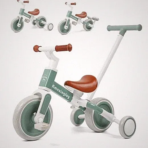 Green Balance Bike for 1-3 Years Old Toddler Tricycle - 6 in 1 with Green