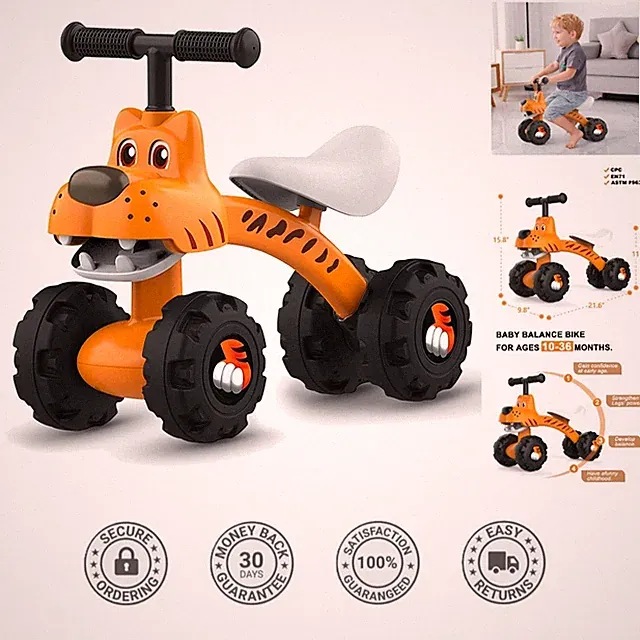 Non-Pedal Tiger-Themed Balance Bike for Boys and Girls | Ages 10-36