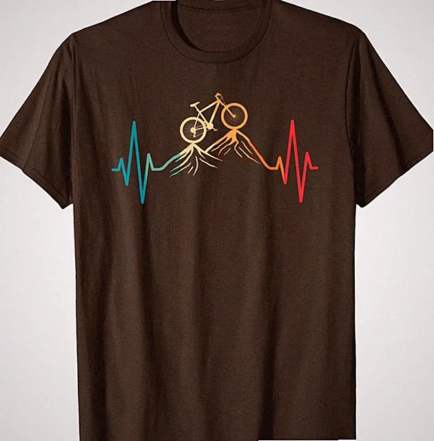 Retro Funny Mountain Bike Heartbeat Cycling Tee Unisex T-Shirt